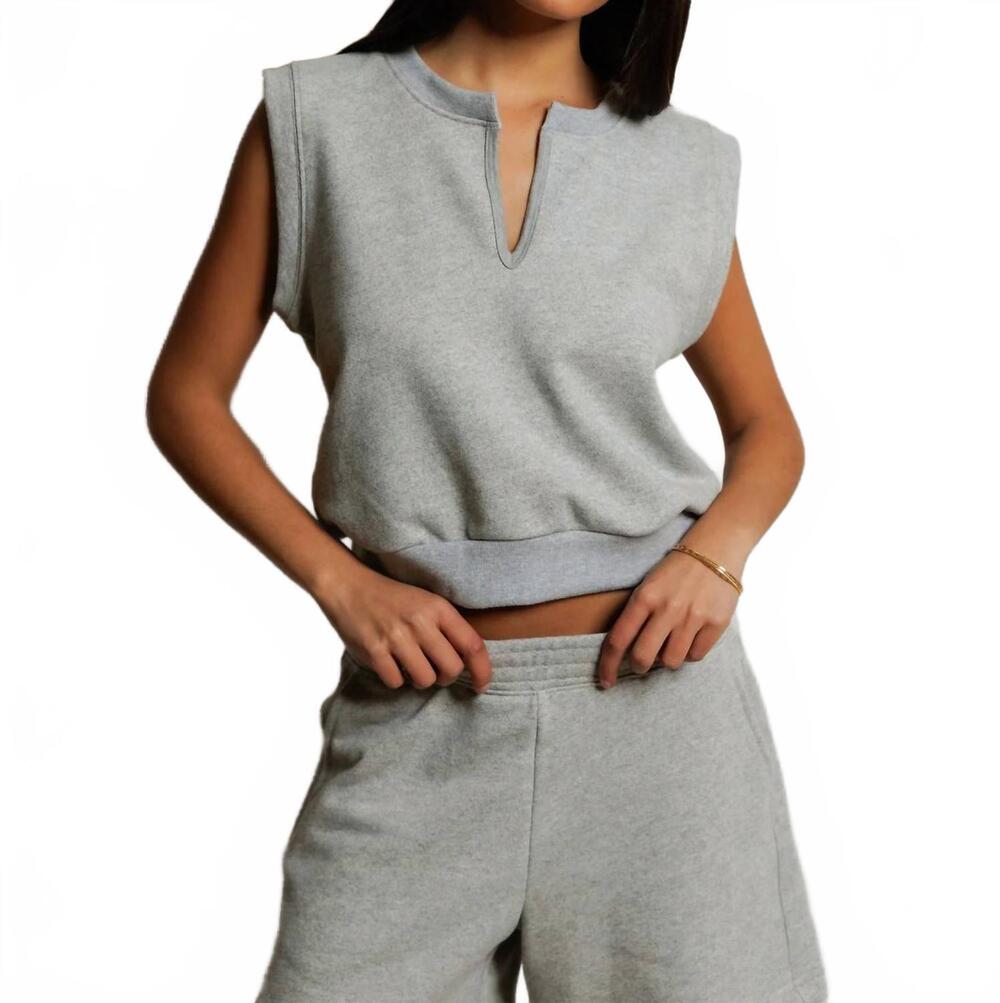 NEW PERFECTWHITETEE sloane french terry muscle tank in heather grey
